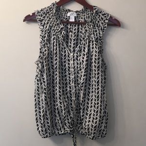 Loft Navy/White Ruffle Popover Tank sz M